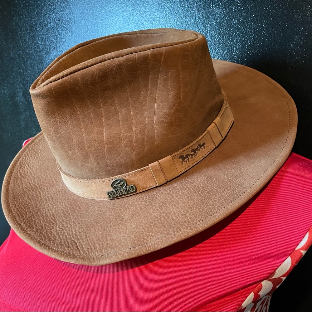 RedHead Wide-brim Leather Hat